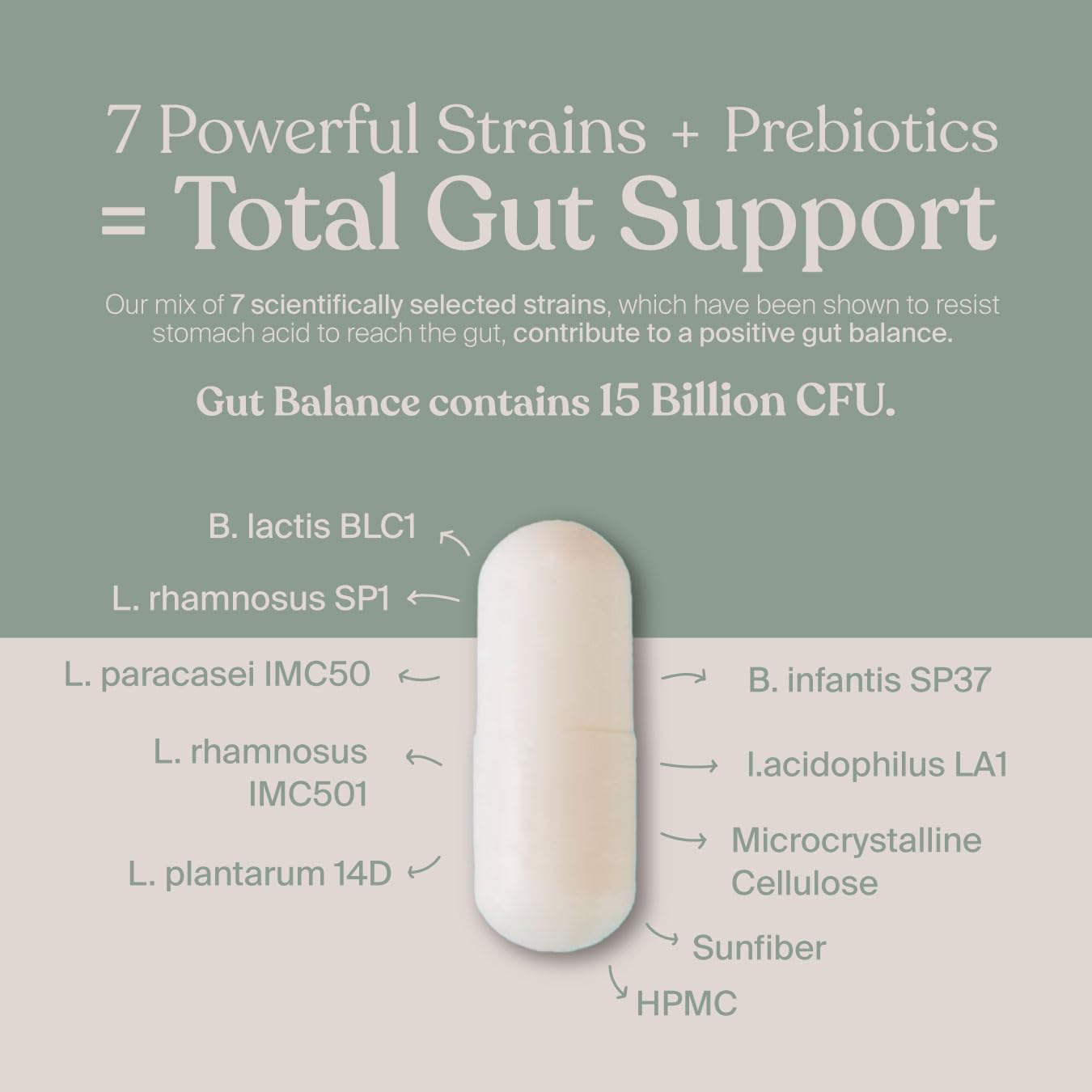 SAVVY Gut Balance bottle being poured for easy daily use.