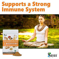 Sayan 7 Mushrooms added to coffee or tea for convenient daily use