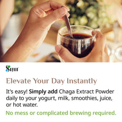 Chaga powder blended with coffee for a quick, tasty boost.