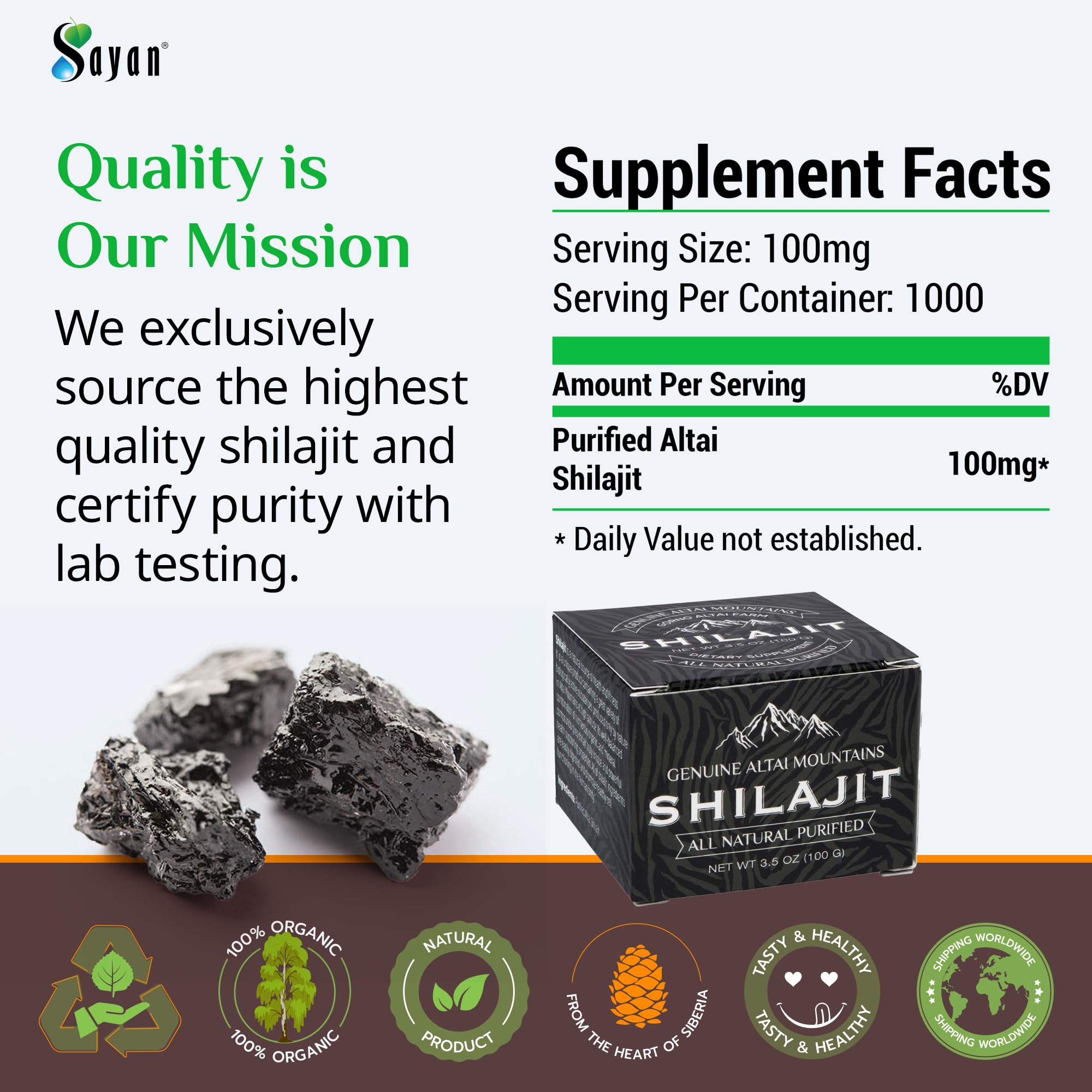 Sayan Shilajit Resin sourced from Altai Mountains at high altitude