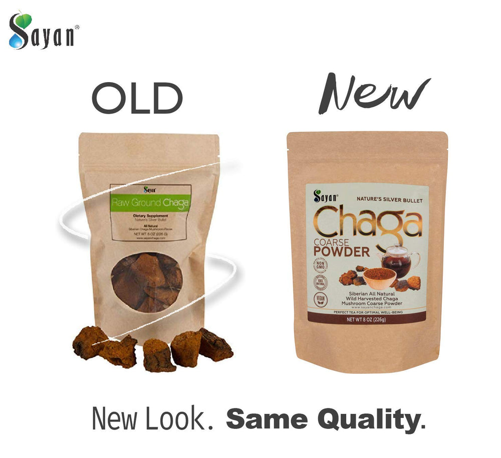 Sayan Chaga chunks dried to 14% humidity preserve potency for brewing.