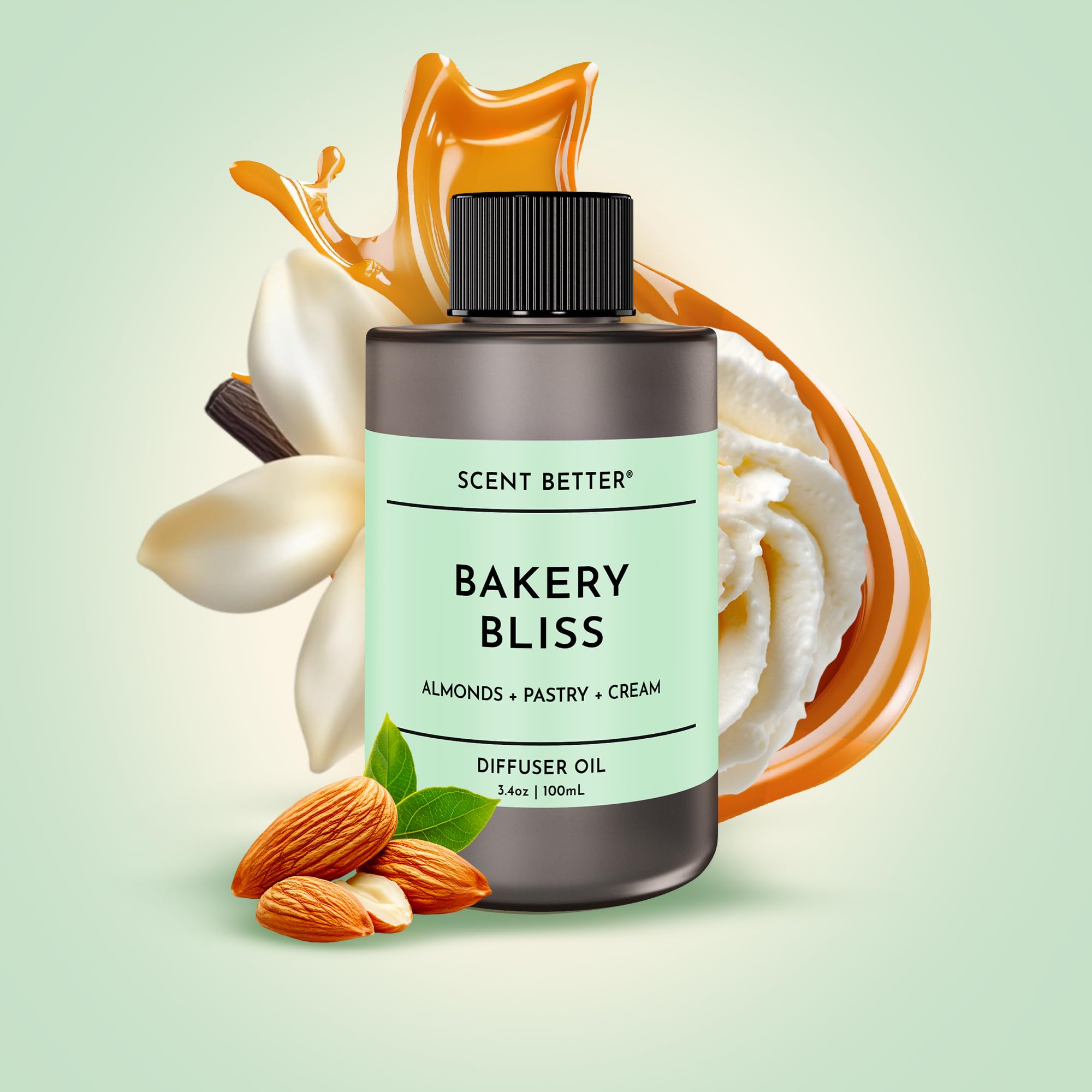 Ingredient closeup highlights almond, pastry, vanilla cream notes.