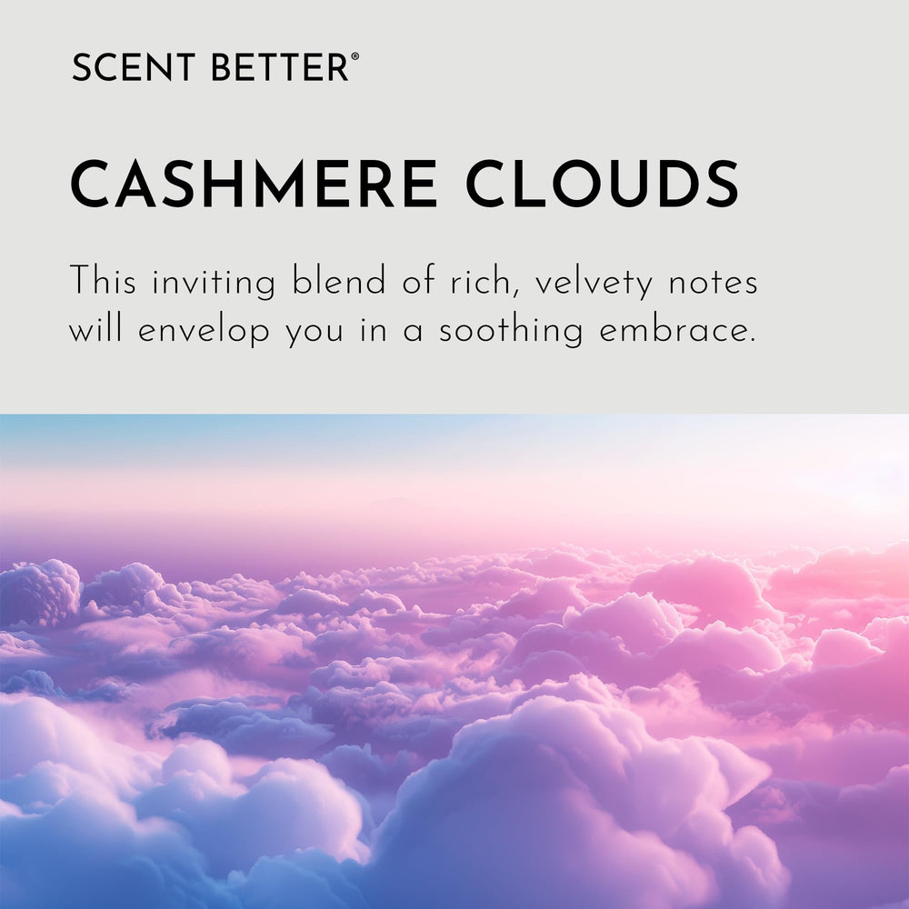 SB Scent Better Cashmere Clouds in-diffuser in-room scent with warm, inviting ambiance.