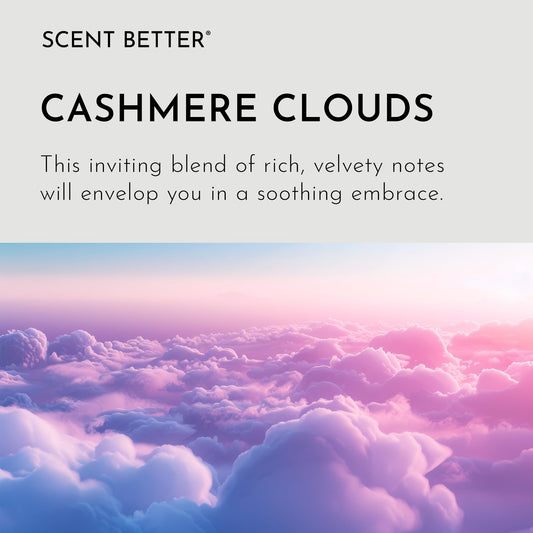 SB Scent Better Cashmere Clouds in-diffuser in-room scent with warm, inviting ambiance.