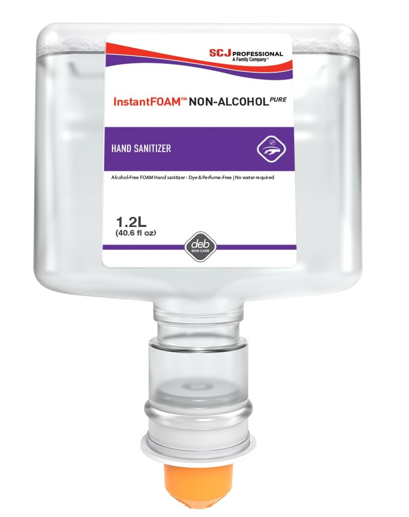 SC Johnson Professional InstantFoam sanitizer dispenser showing rich, perfume-free foam for frequent use.