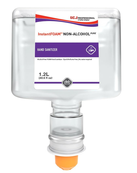 SC Johnson Professional InstantFoam sanitizer dispenser showing rich, perfume-free foam for frequent use.