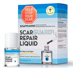 ScarGuard brush-on silicone sheet on skin for scar care with vitamin E.