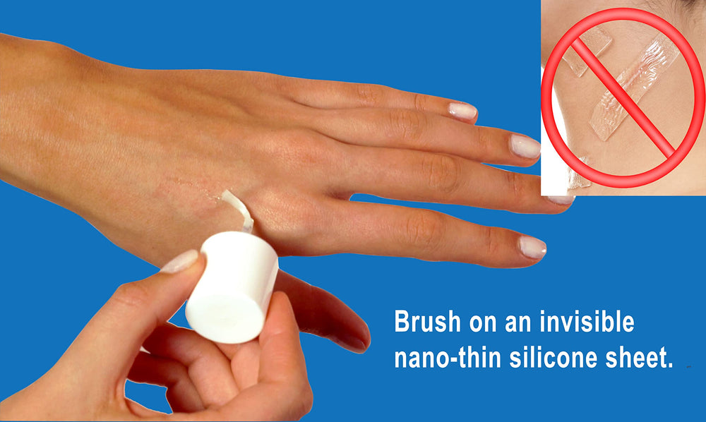 ScarGuard invisible nano-sheet dries quickly on skin for unobtrusive scar treatment.