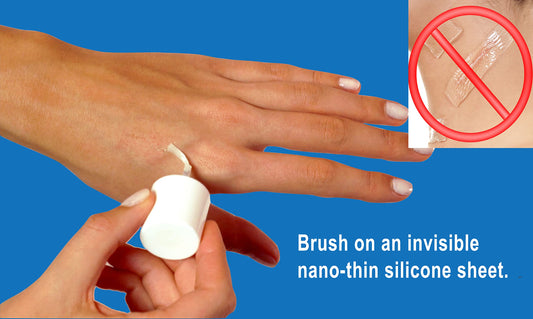 ScarGuard invisible nano-sheet dries quickly on skin for unobtrusive scar treatment.