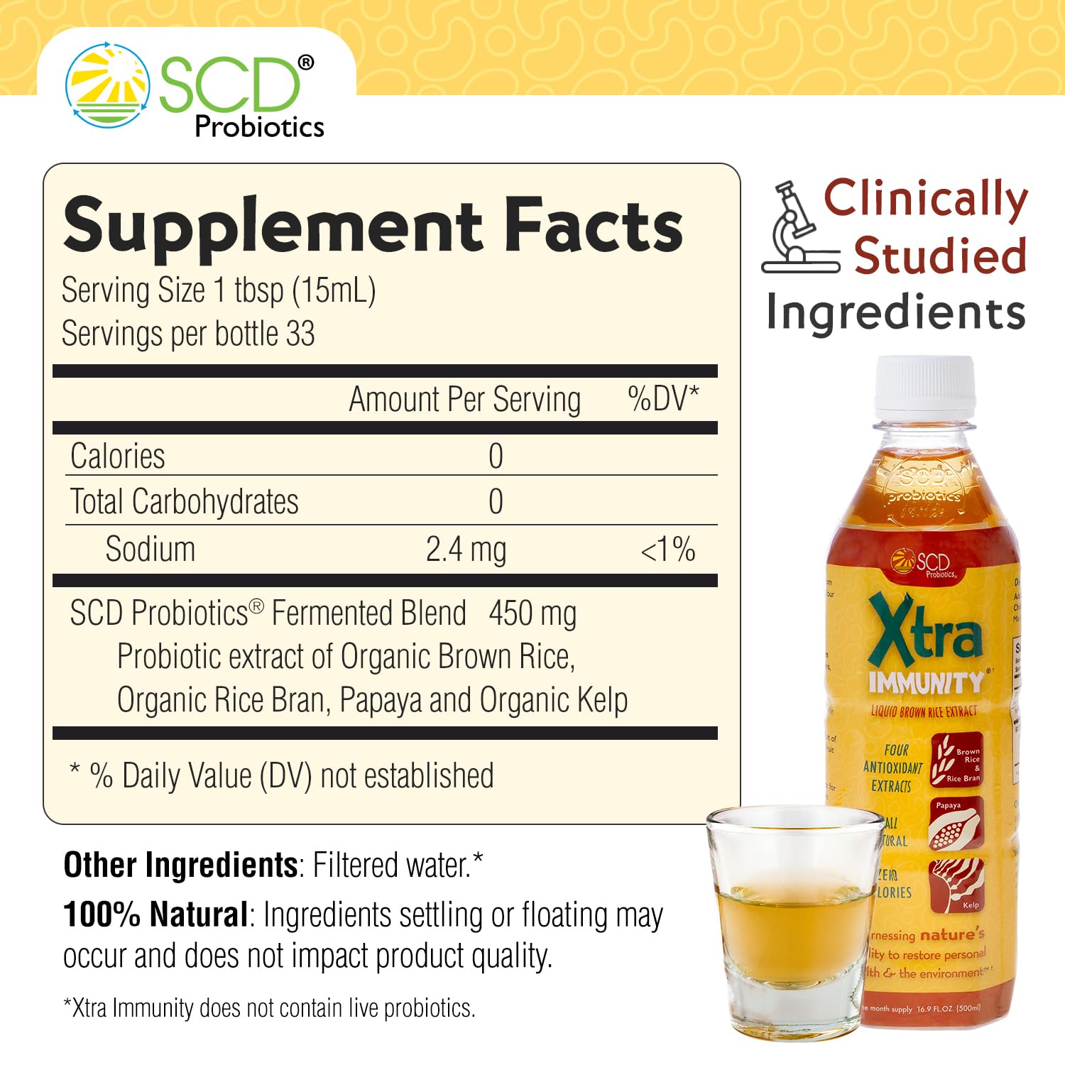 SCD Probiotics Xtra Immunity daily-use bottle for versatile everyday nutrition.