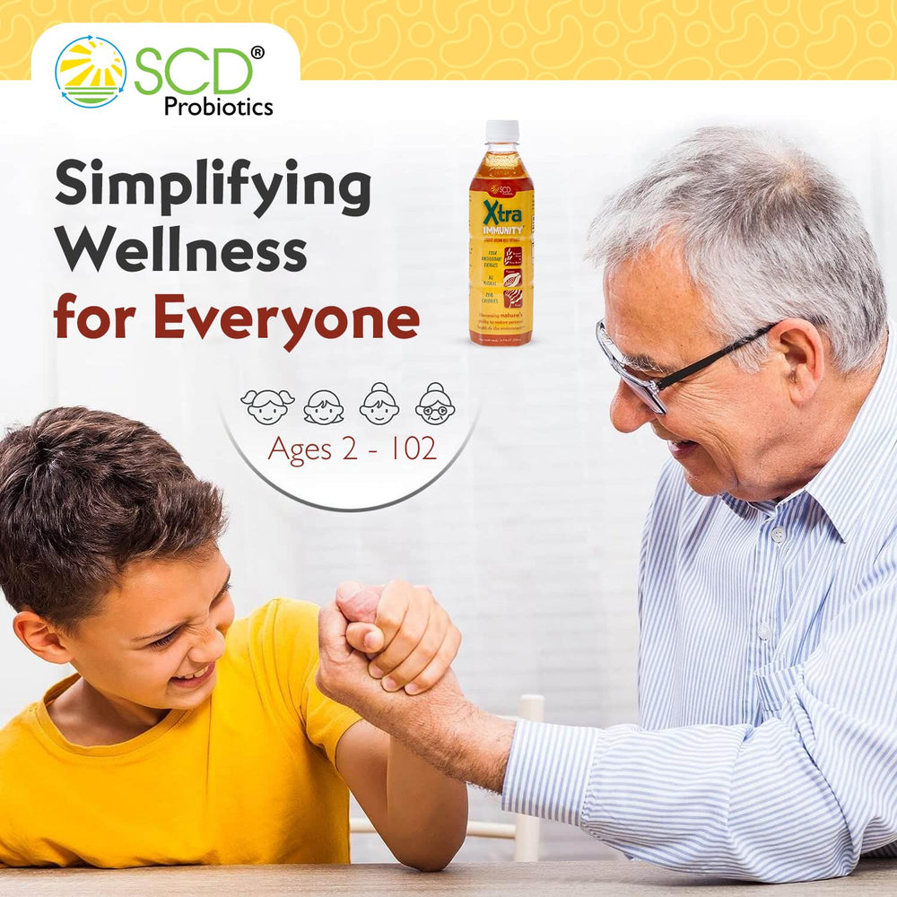 SCD Probiotics Xtra Immunity green papaya highlighting enzymes and digestion support.