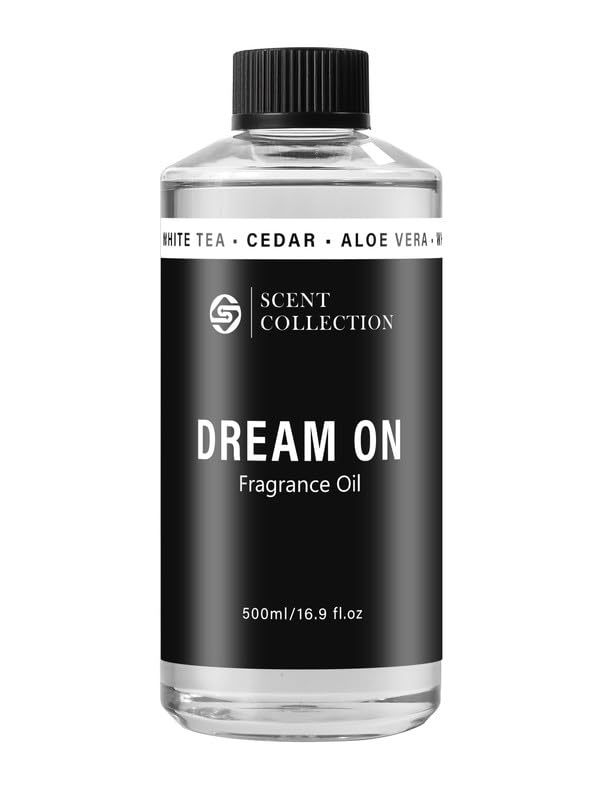 Scent Collection Dream On diffuser oil bottle close-up for hotel-inspired luxury ambiance.