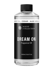 Scent Collection Dream On diffuser oil bottle close-up for hotel-inspired luxury ambiance.
