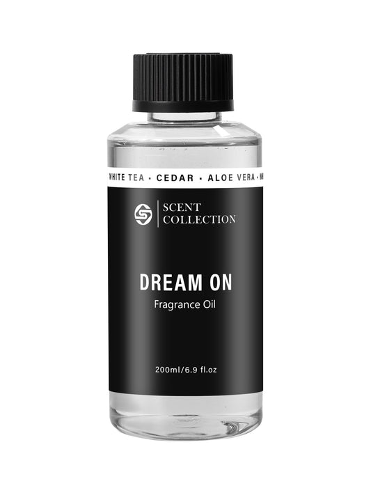 Scent Collection Dream On diffuser oil for waterless systems delivers hotel-inspired fragrance for lasting room ambience.