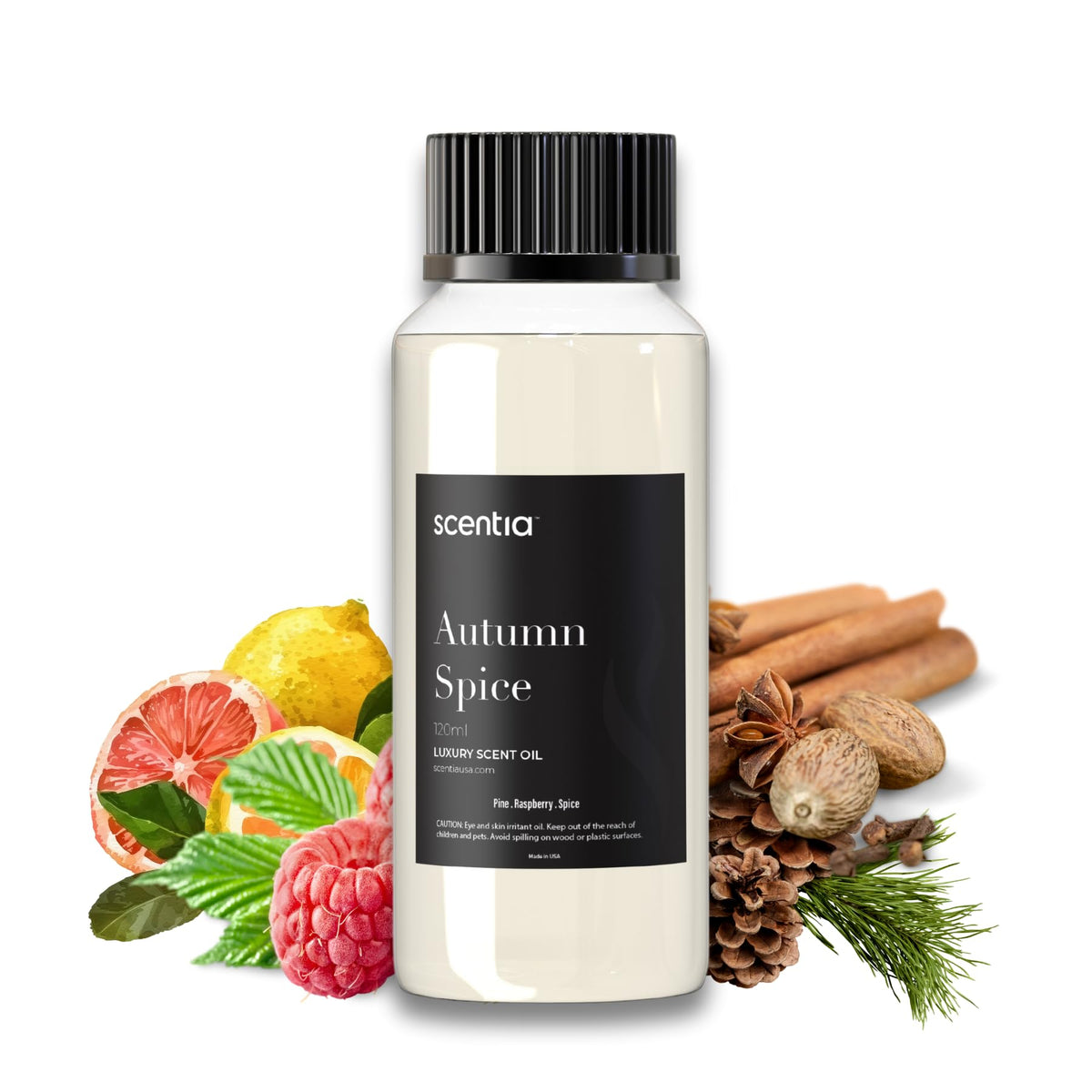 Scentia Autumn Spice diffuser bottle delivering cozy fall aroma.