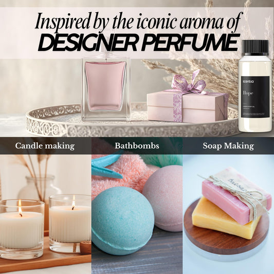 Scentia Hope packaging showcases premium diffuser oil for easy refills.