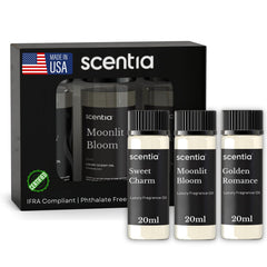 Scentia Love Collection box showing three romantic fragrance oils for diffusers