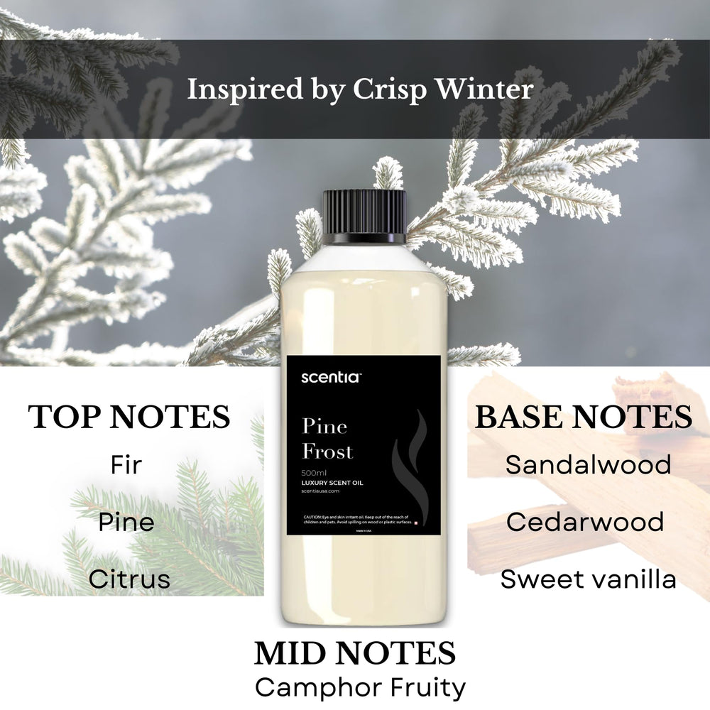 Scentia Pine Frost spa lounge showcases warm vanilla and evergreen notes.