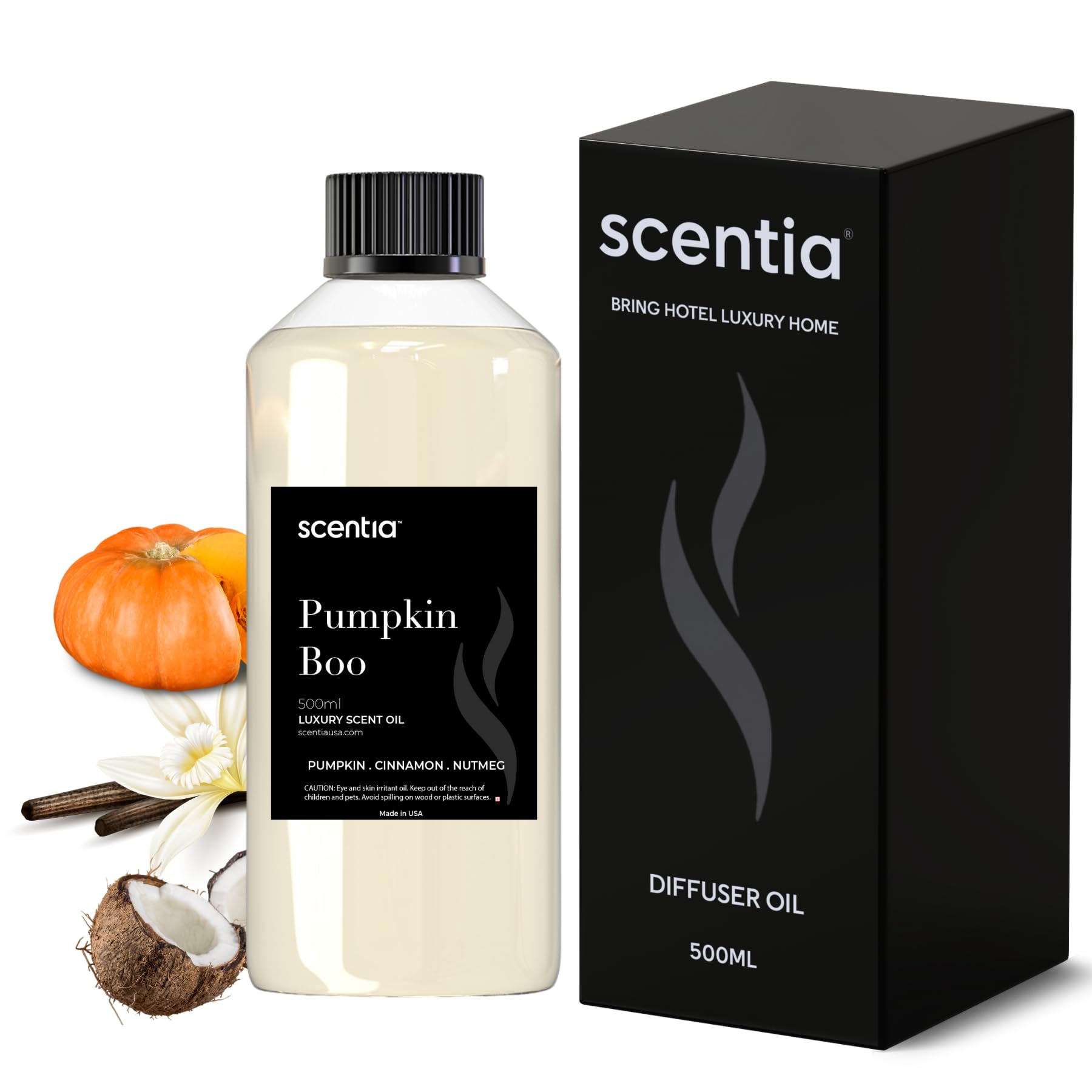 Scentia Pumpkin Boo diffuser displaying warm autumn aroma in living space.