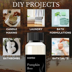 Scentia Pumpkin Boo ingredients panel highlights IFRA-compliant oils for safe diffusion