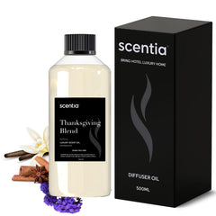 Scentia Thanksgiving Blend 500ml bottle displaying warm cinnamon and vanilla aroma for home use