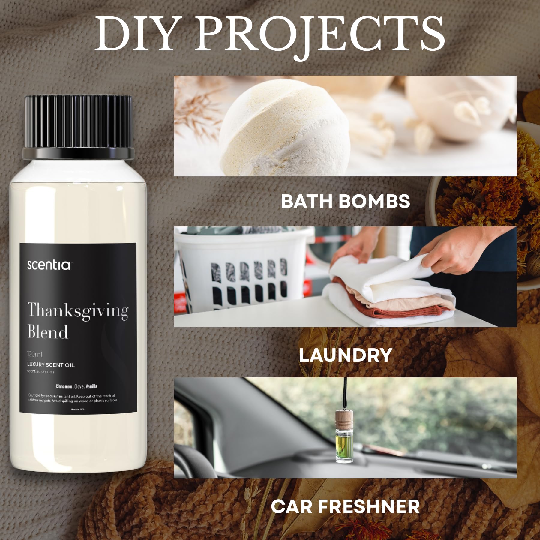 Scentia Thanksgiving Blend room spray bottle ready to refresh spaces
