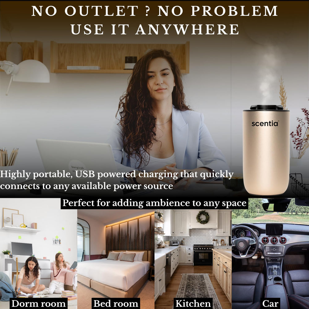 Scentia USB-C Rechargeable Diffuser ready for cordless aromatherapy anywhere