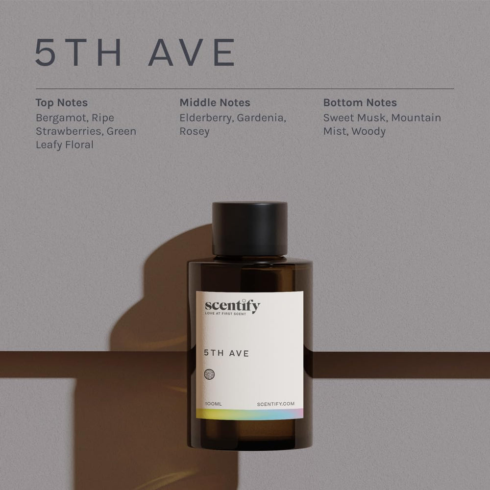 Scentify 5th Ave sweet musk bottom-note bottle for cozy evenings.
