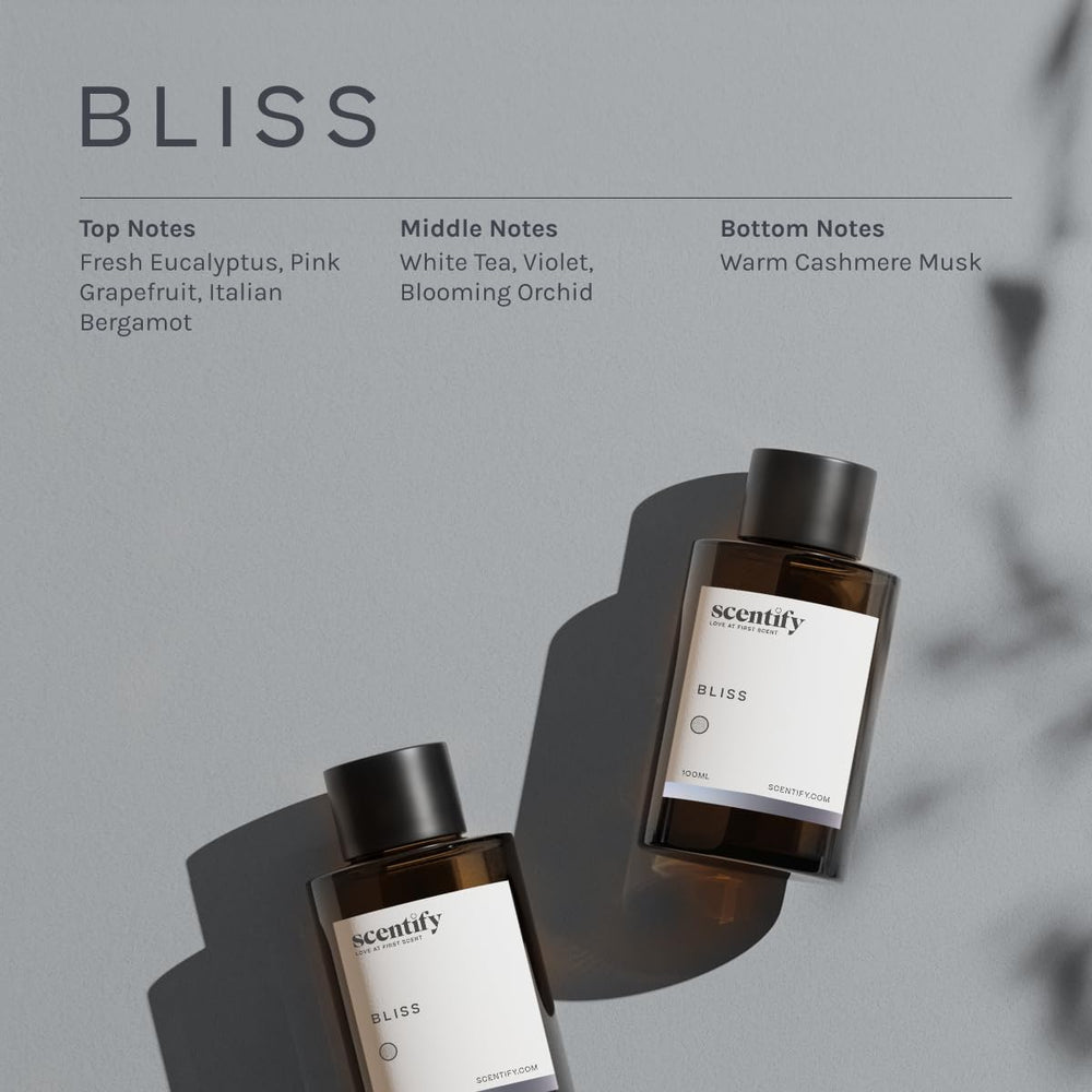 Scentify Bliss amber bottle packaging highlighting premium diffuser oil