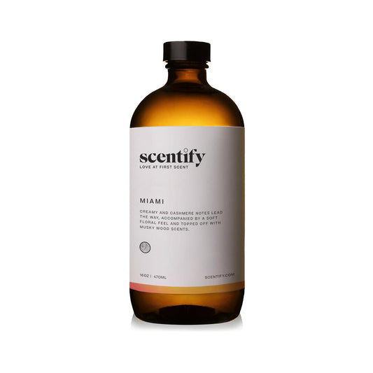 Scentify Miami aroma oil top notes with coconut and cream for a soft, inviting scent.