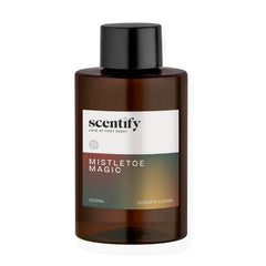 Scentify Mistletoe Magic diffuser oil bottle highlights aged redwood for a woodsy feel.
