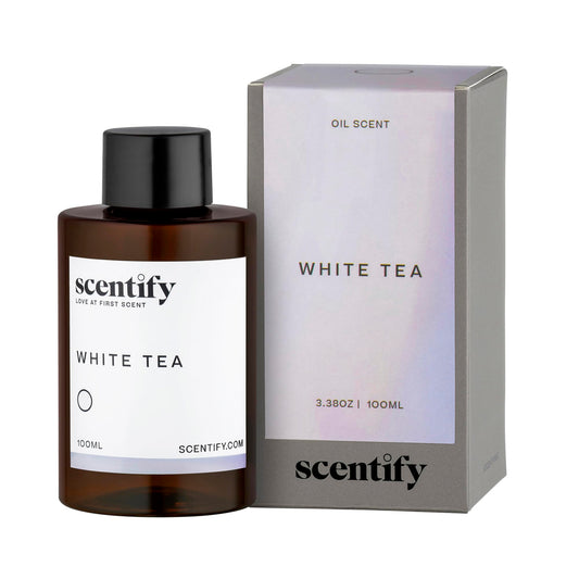 Scentify White Tea Aroma Oil Refill bottle for premium home scenting and calm spaces.