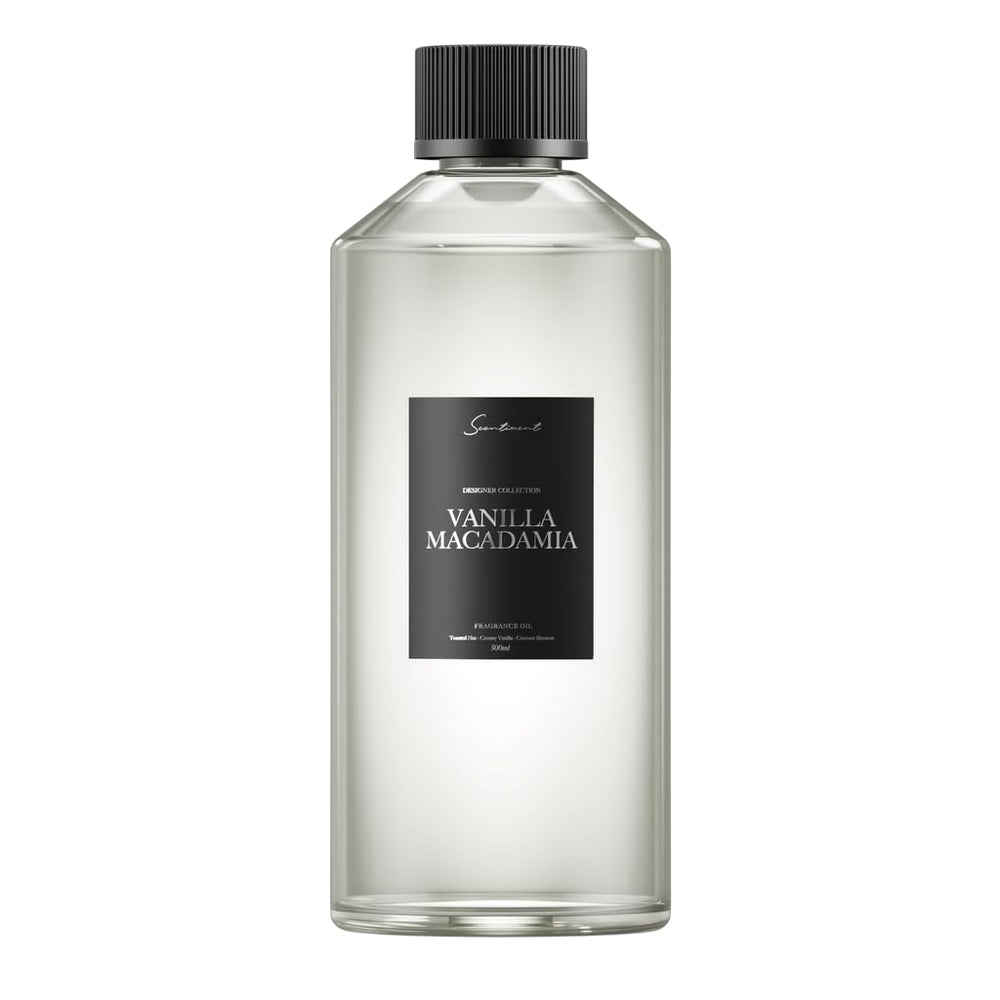 Scentiment Vanilla Macadamia bottle 500ml releasing warm, inviting aroma for cozy spaces.