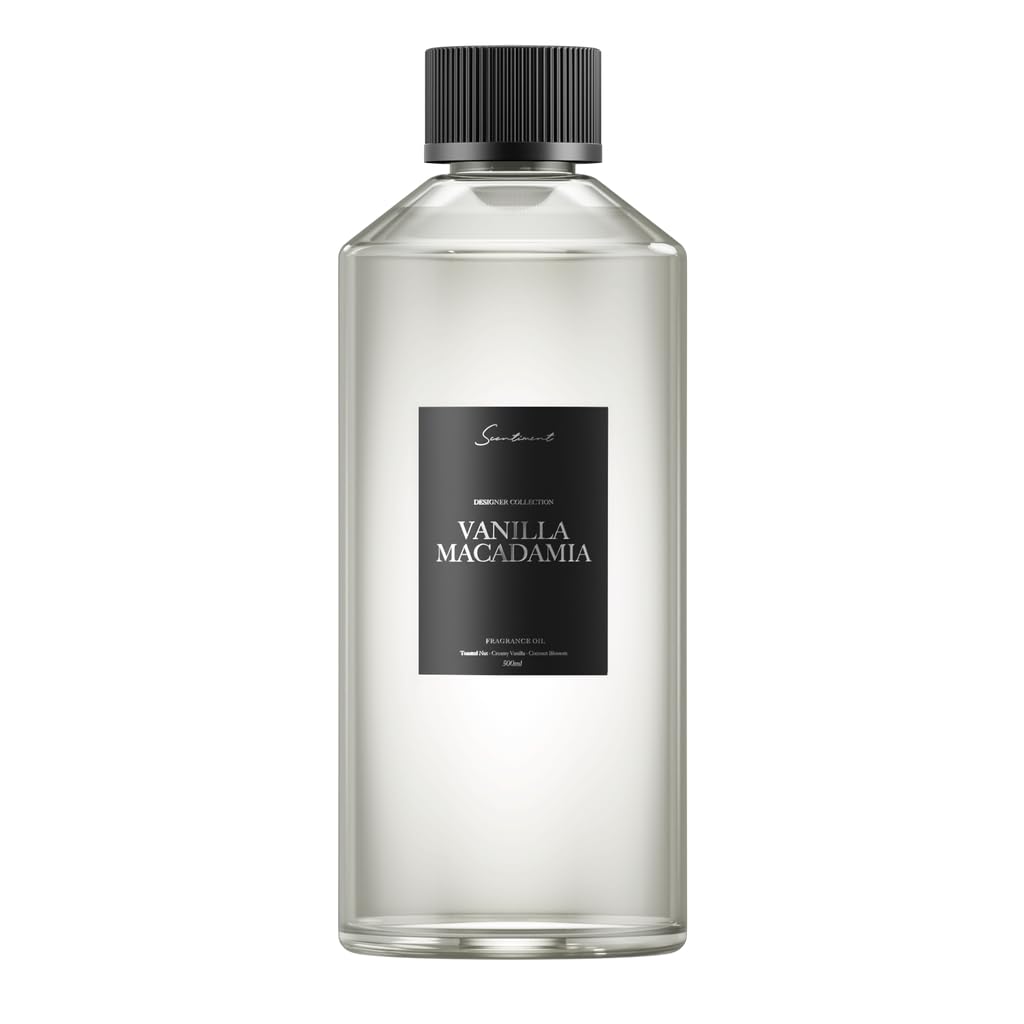 Scentiment Vanilla Macadamia bottle 500ml releasing warm, inviting aroma for cozy spaces.