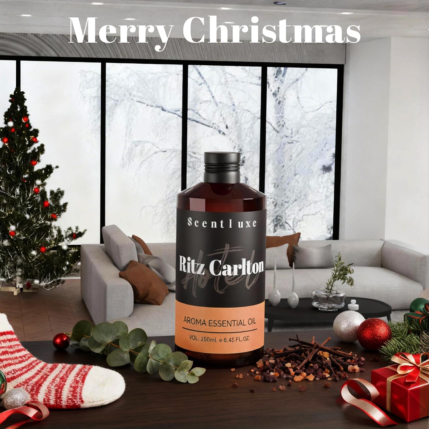 Scentluxe orange-musk diffuser amber glass hints at luxe warmth and long-lasting fragrance