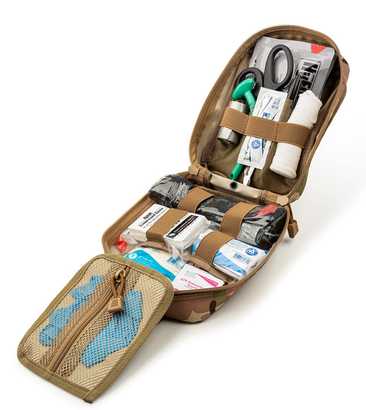 Scherber Premium IFAK Kit CAT tourniquet close-up highlights critical bleeding control.