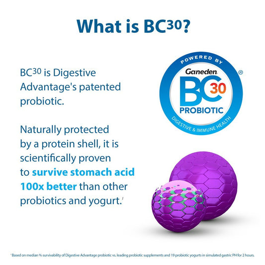 Schiff Digestive Advantage gummies bottle back label with dosage information for daily use