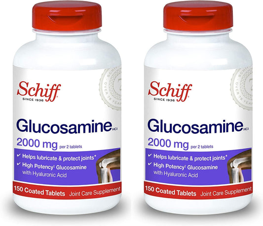 Schiff Glucosamine with Hyaluronic Acid bottle front promotes trusted joint support for daily use.