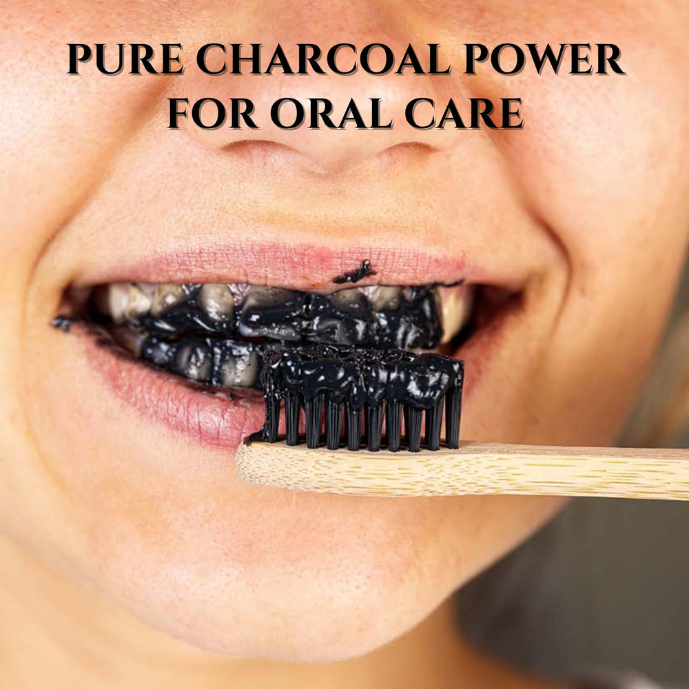 Schizandu charcoal powder in a bathroom setup for skincare routines.