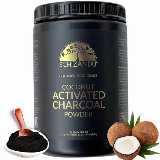 Schizandu Organic Charcoal Powder bottle for daily vegan use.