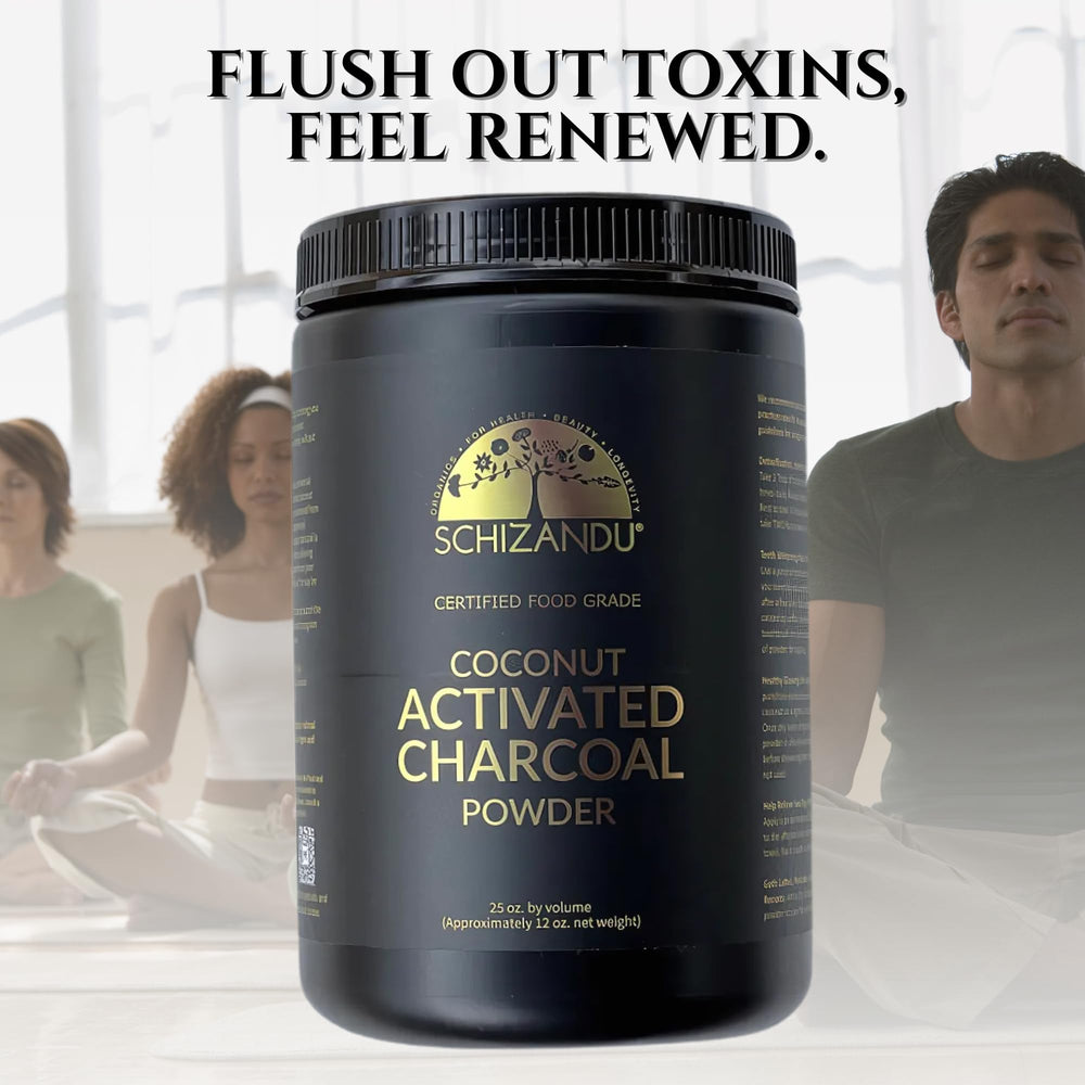 Schizandu charcoal powder used in skincare for cleansing routines.