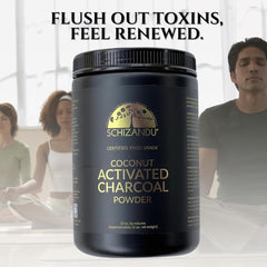 Schizandu charcoal powder used in skincare for cleansing routines.