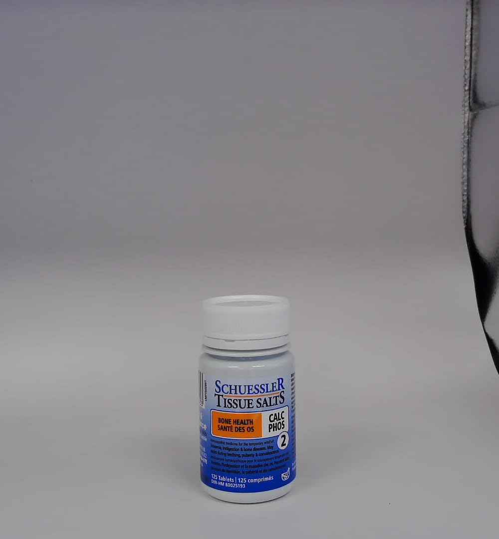 Front label of Schuessler Calc Phos 6X, potency and usage notes.