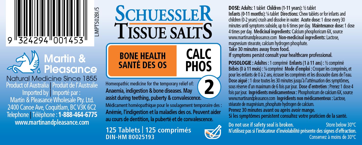 Close-up of Calc Phos 6X tablets, easy to swallow as part of daily routines.