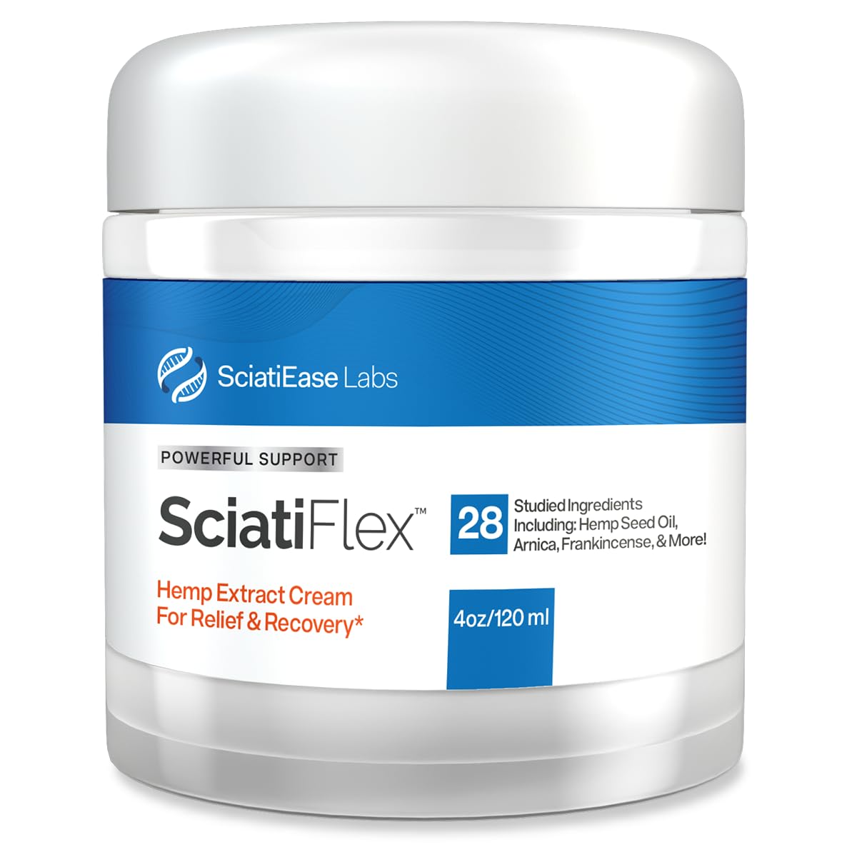 SciatiFlex cream bottle front showing branding for targeted application