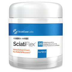SciatiFlex cream bottle front showing branding for targeted application