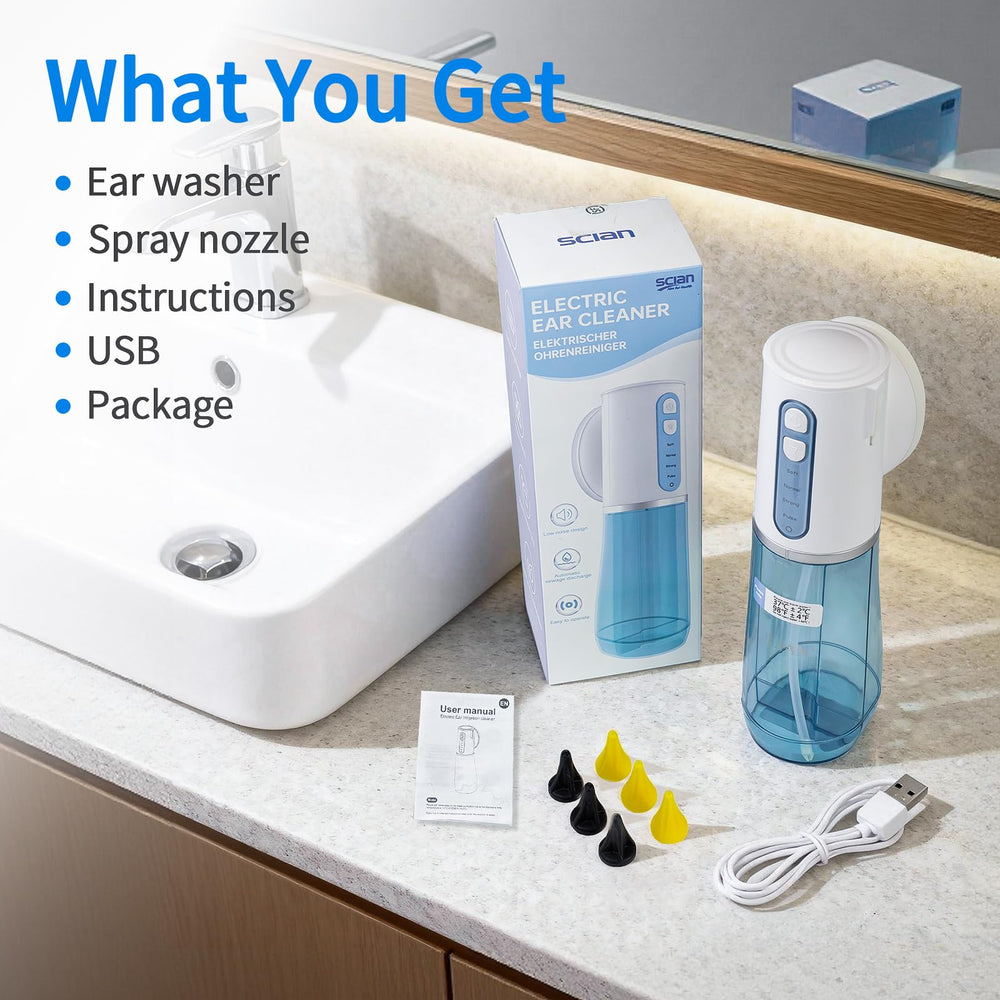 Scian shower-safe ear cleaner prepared for wet environments and easy cleanup.