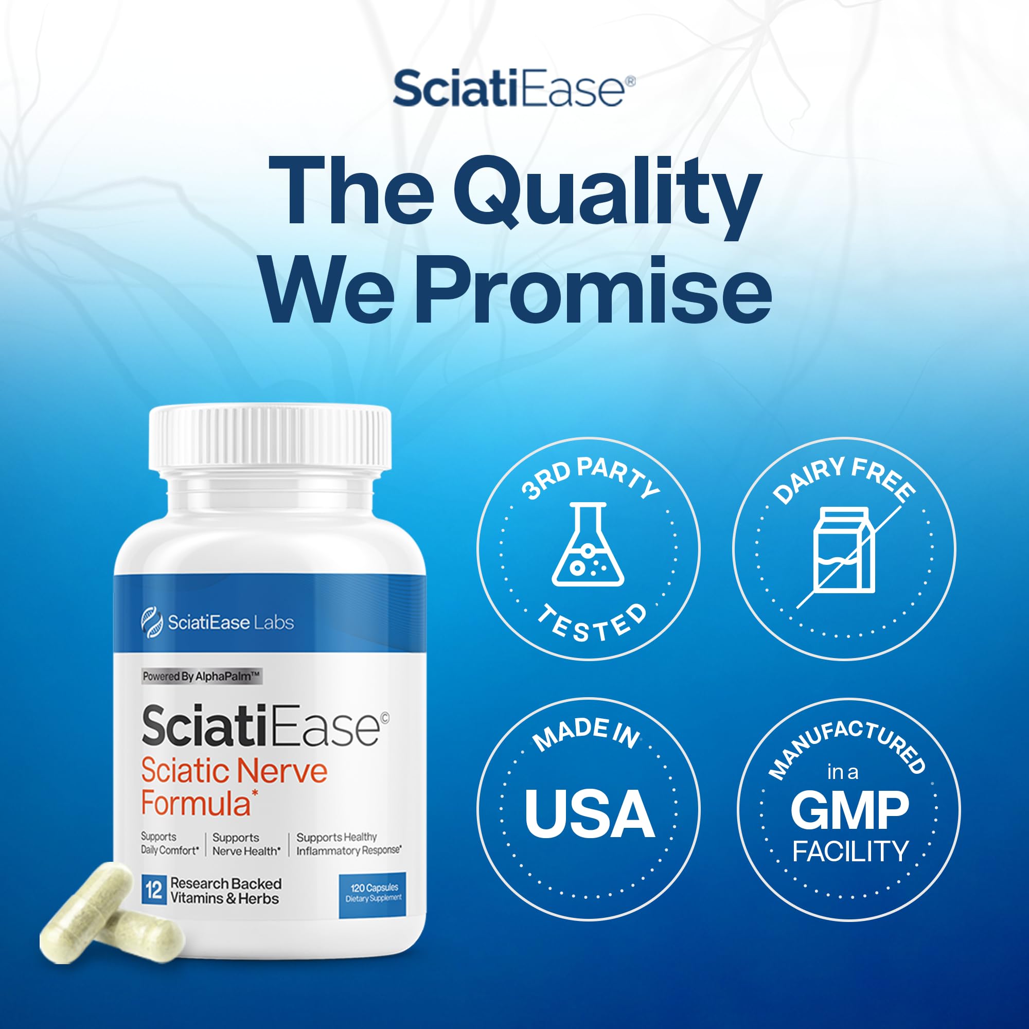 SciatiEase Alpha Lipoic Acid ingredient highlight for better absorption.