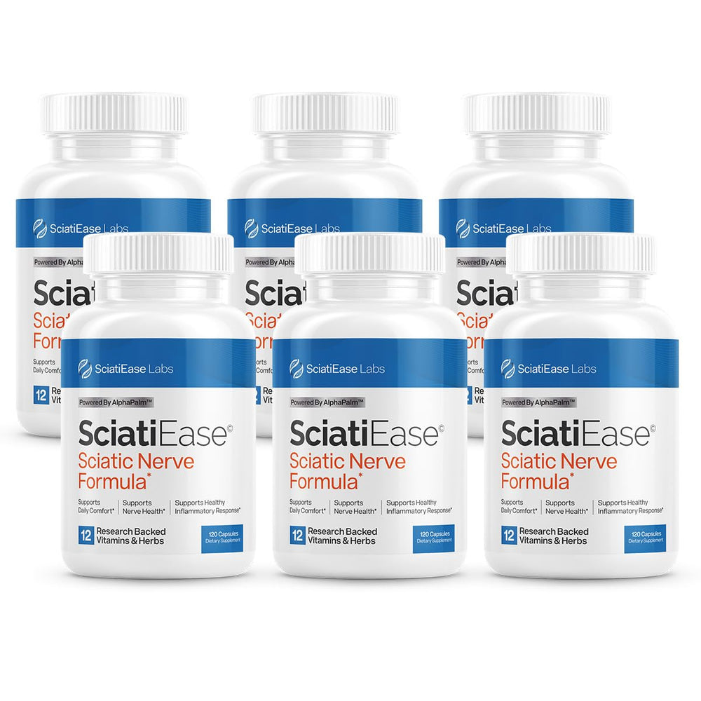 SciatiEase sciatic nerve health bottle front offering convenient daily support.