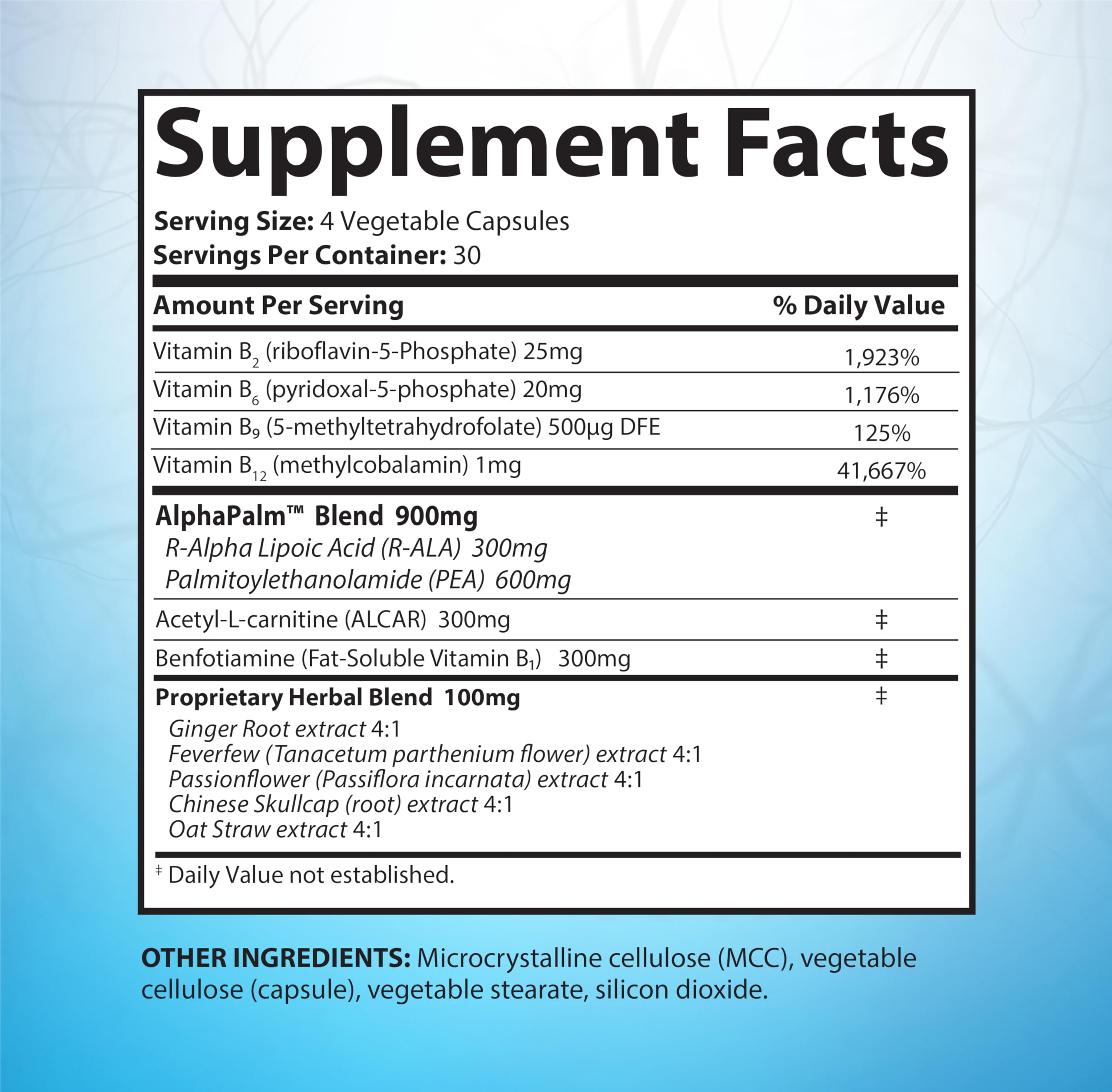 SciatiEase label close-up highlighting ingredients for nerve comfort.